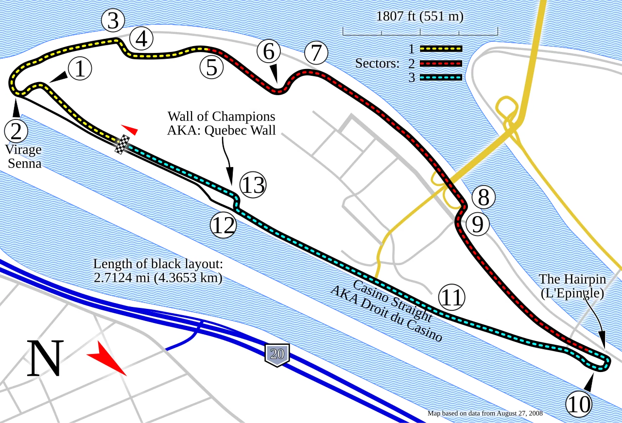 Grand Prix Circuit (2002–present) timing layout