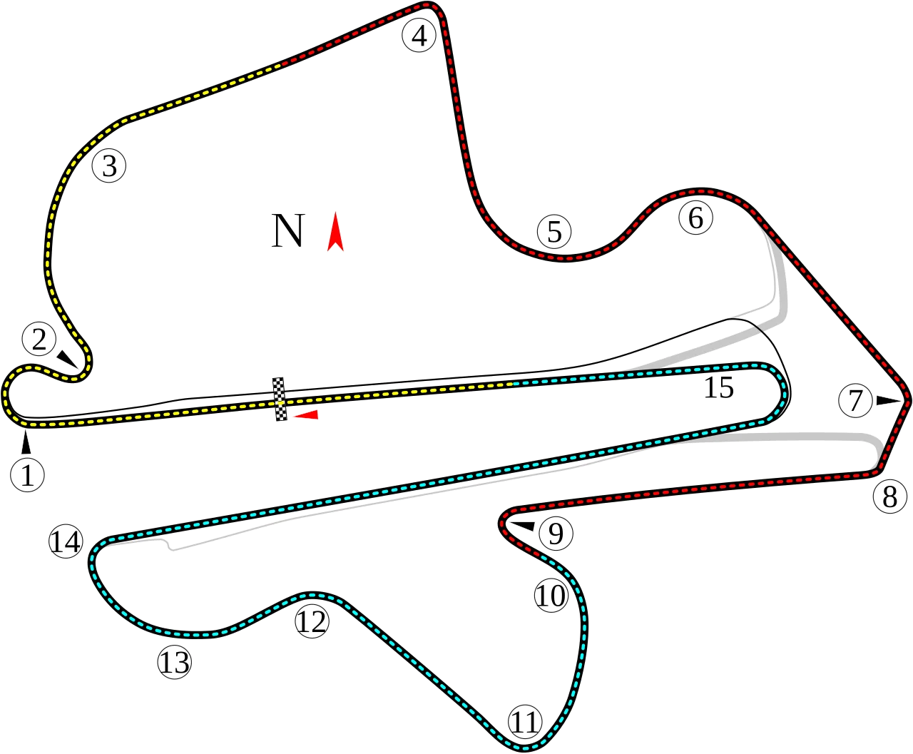 Grand Prix Circuit (1999–present) timing layout