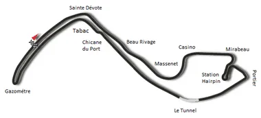 Grand Prix Circuit(1955–1972)(chicane in the port moved further away from the tunnel)3.145 km (1.954 mi) timing layout
