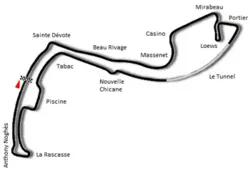 Grand Prix Circuit(1986–1996)(Nouvelle Chicane added)3.328 km (2.068 mi) timing layout