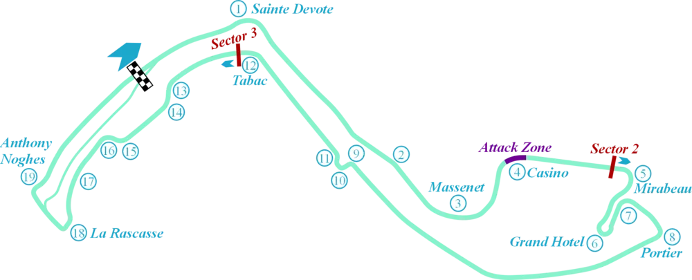 Extended Formula E Circuit(2021)(changes in Nouvelle Chicane)3.318 km (2.062 mi) timing layout