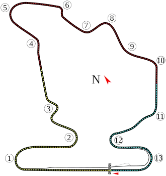 Original Grand Prix Circuit (1986–1988) timing layout